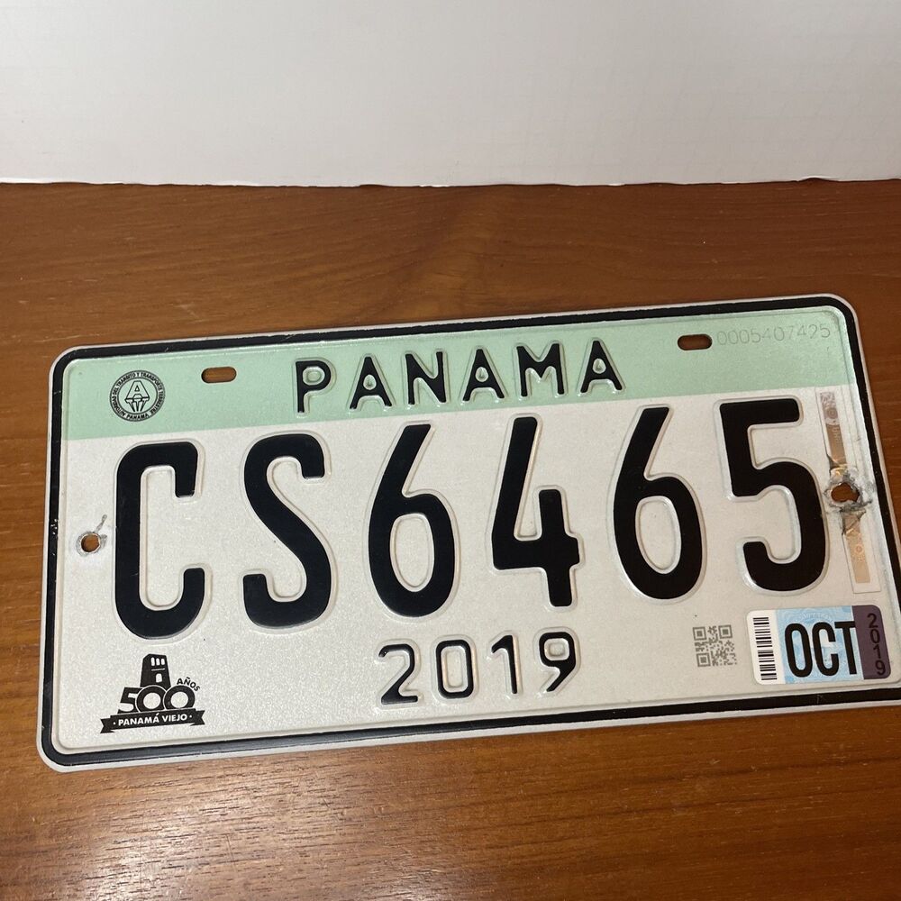 Panama 2019 License Plate for Car CS6465 Lt Green 500 Anniversary Panama Viejo